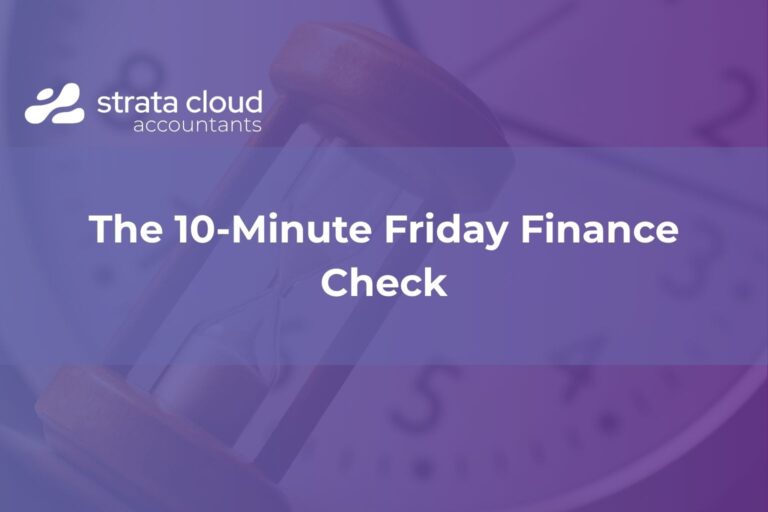 Owner reviewing a simple finance dashboard during a 10-minute Friday check
